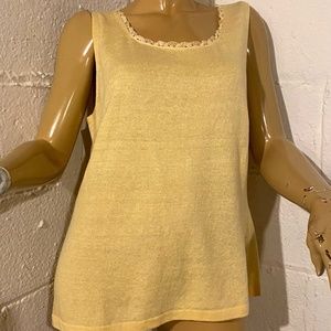 Lafayette 148 New York Light Yellow Linen Tank Top